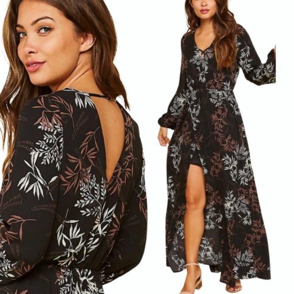 NEW Undefined Maxi Floral Flow Long Sleeve Open Back Dress NWT SZ SMALL